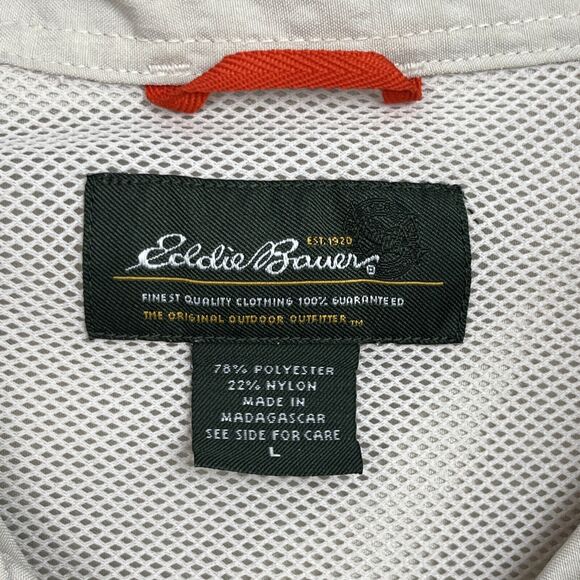 Eddie Bauer Shirt Mens Short Sleeve Button Fishing Hiking Zipper Pocket Large - Picture 4 of 12